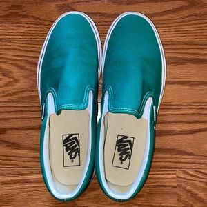 -green slip on Vans